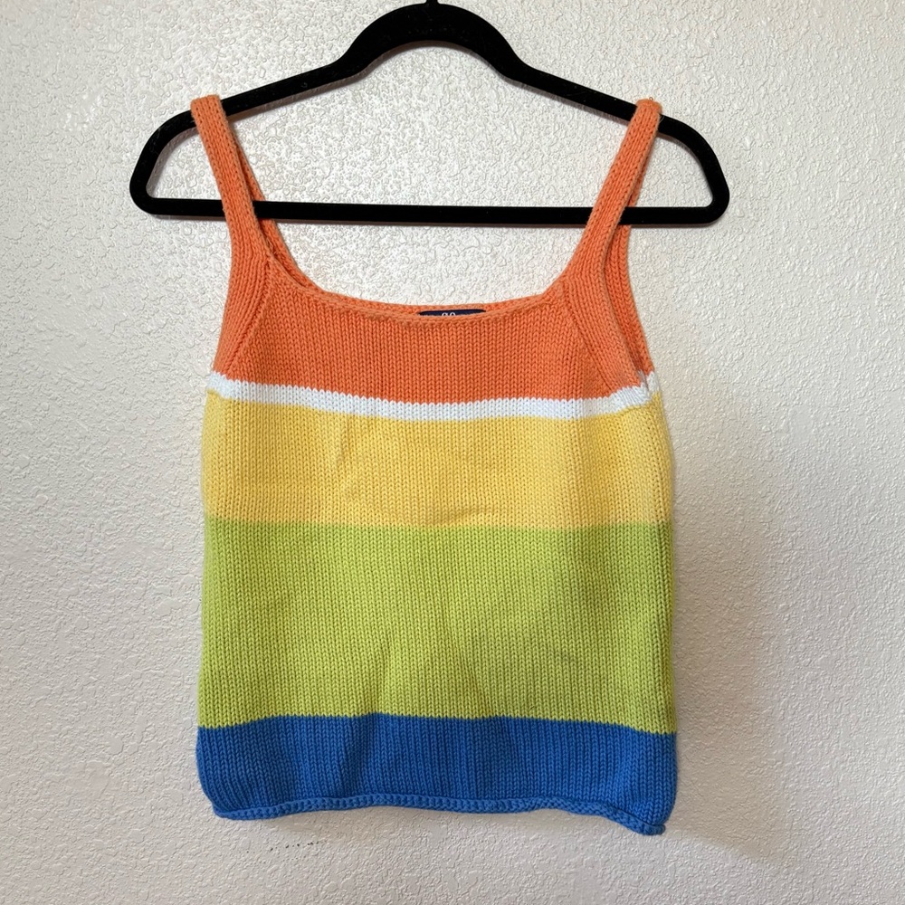 Vintage SO GSJC Rainbow Striped Sweater Style Tank Top Large